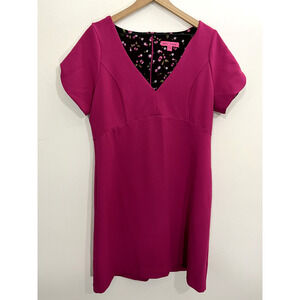 Betsey Johnson Fuchsia V-Neck Midi Dress
